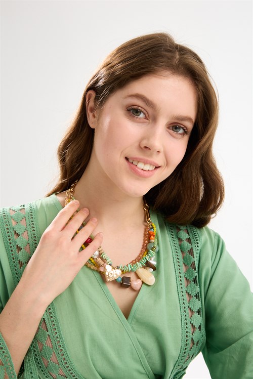 Multicolored Beaded Layered Necklace