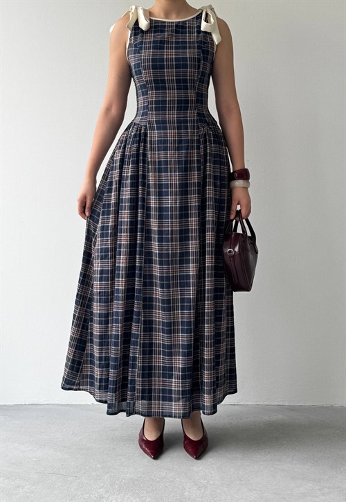 Mumu Dress with Bow Detail - Navy