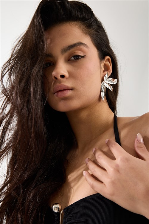 Silver Large Leaf Earrings