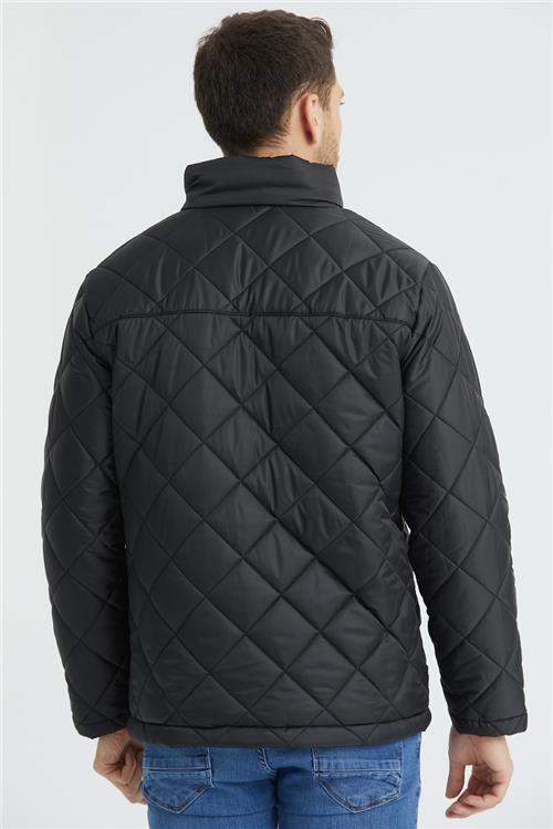 Wholesale Black Diamond Pattern Puffer Stand Collar Jacket