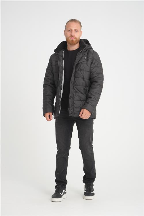 Wholesale Black Detachable Polar Hood Jersey Lined Jacket