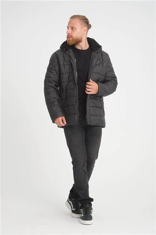 Wholesale Black Detachable Polar Hood Jersey Lined Jacket