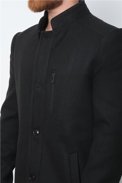 Wholesale Black Stand Collar Cashmere Coat