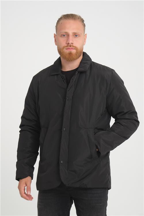 Wholesale Black Zippered Snap Button Jacket