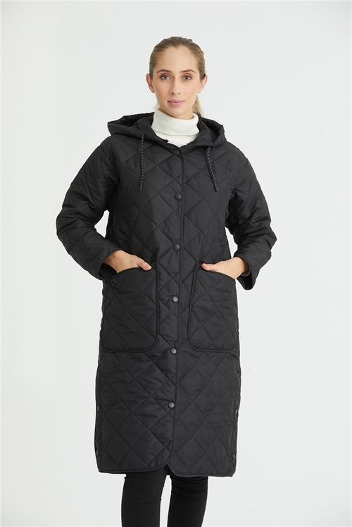 Wholesale Black Oversized Long Quilted Jacket
