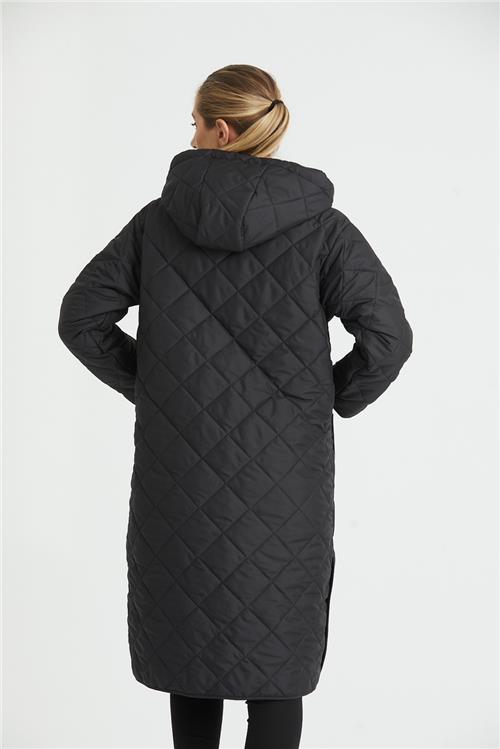 Wholesale Black Oversized Long Quilted Jacket