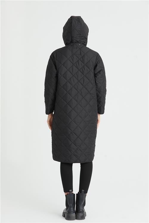 Wholesale Black Oversized Long Quilted Jacket