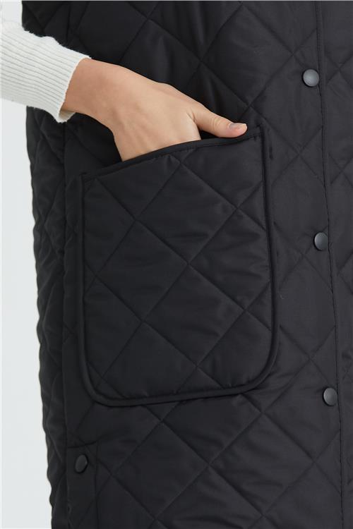 Wholesale Black Oversized Long Quilted Vest