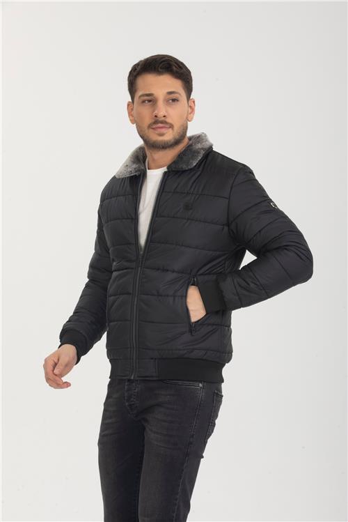 Wholesale Black Fur Collar Puffer Coat