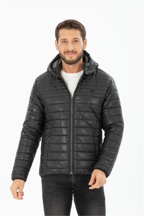 Wholesale Black Burnt Fabric Detachable Hood Jacket