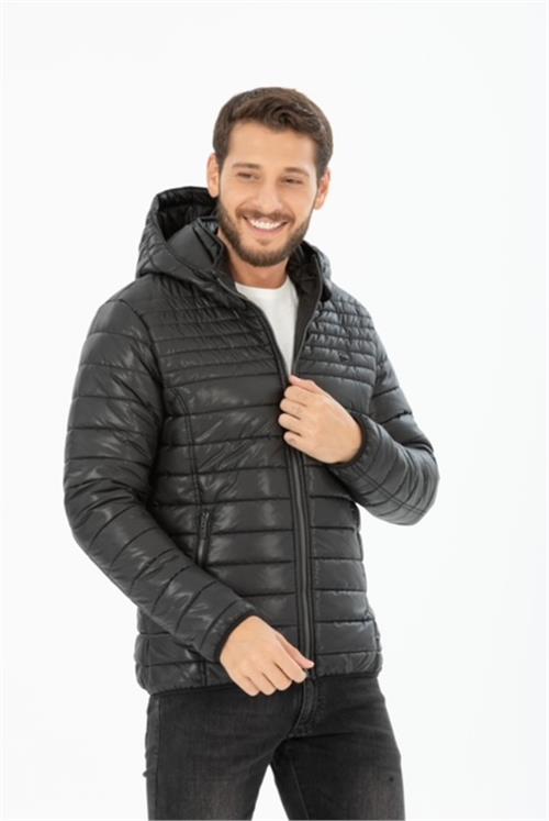 Wholesale Black Burnt Fabric Detachable Hood Jacket