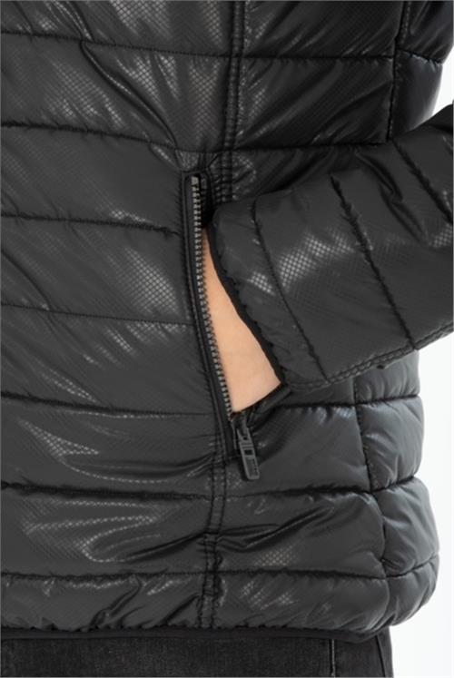 Wholesale Black Burnt Fabric Detachable Hood Jacket