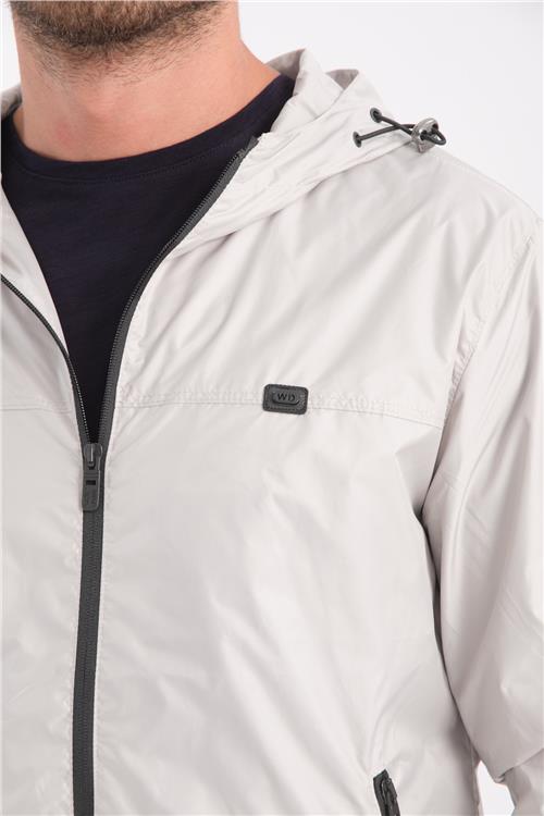 Wholesale Beige Hooded Jersey Lined Spring Jacket