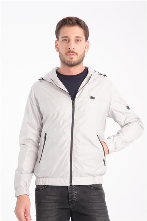 Wholesale Beige Hooded Jersey Lined Spring Jacket
