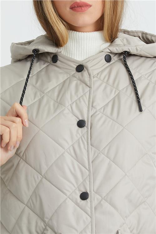 Wholesale Beige Oversized Long Quilted Vest