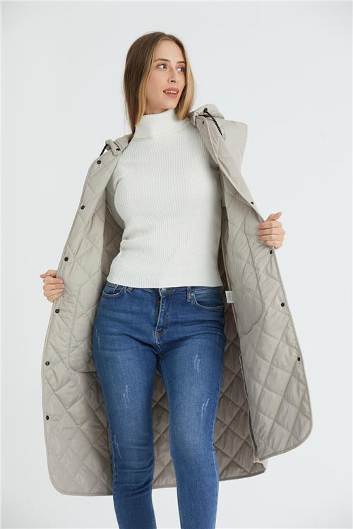 Wholesale Beige Oversized Long Quilted Vest