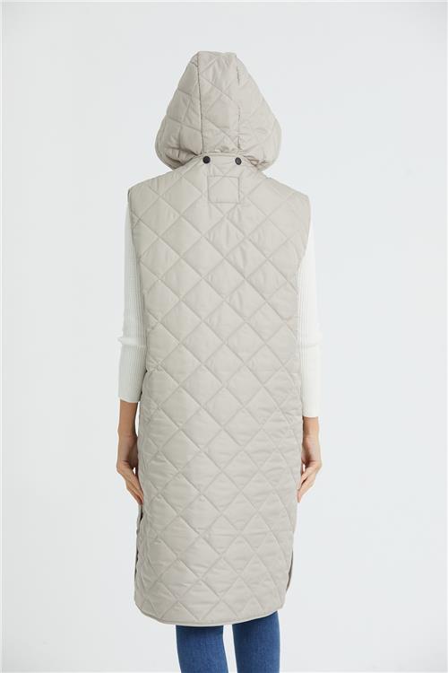Wholesale Beige Oversized Long Quilted Vest