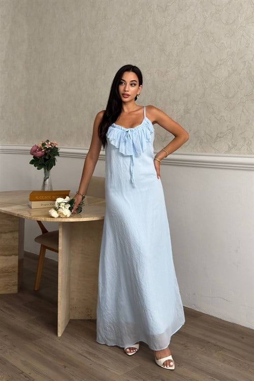 Wholesale Baby Blue Chiffon Maxi Dress