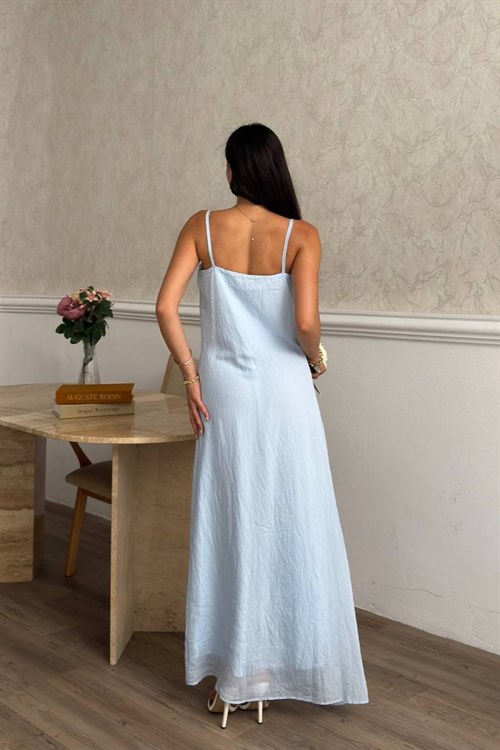 Wholesale Baby Blue Chiffon Maxi Dress