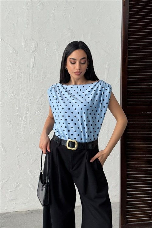 Wholesale Baby Blue Polka Dot Blouse