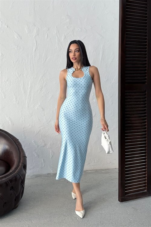 Wholesale Baby Blue Polka Dot Bodycon Dress