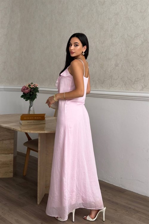 Wholesale Baby Pink Chiffon Maxi Dress