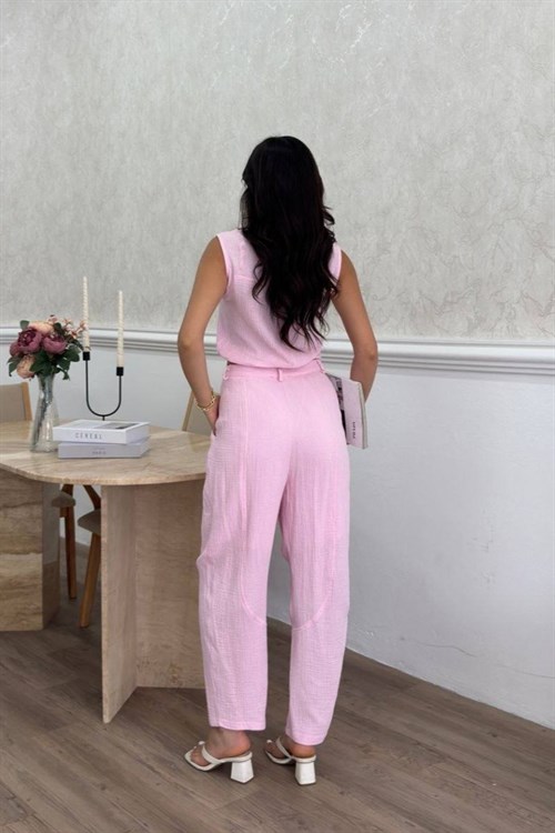 Wholesale Baby Pink Muslin Two-Piece Set
