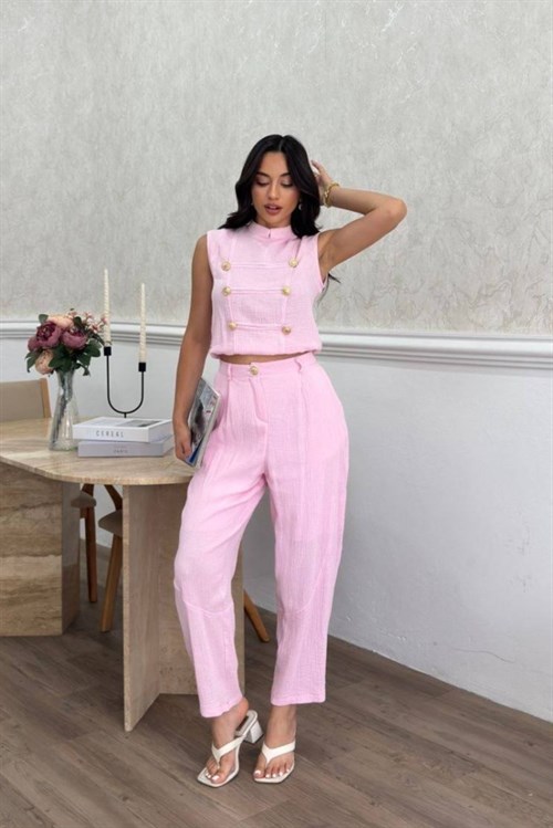 Wholesale Baby Pink Muslin Two-Piece Set