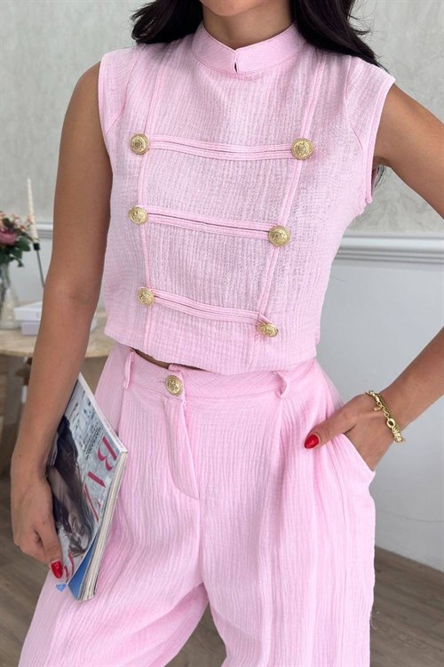 Wholesale Baby Pink Muslin Two-Piece Set