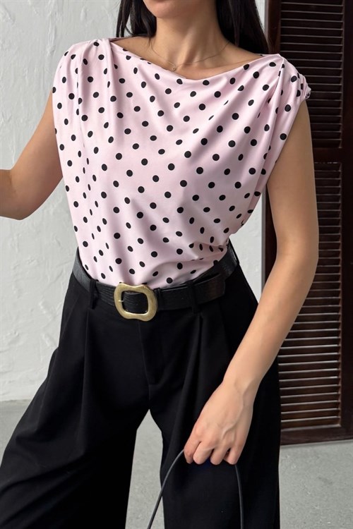 Wholesale Baby Pink Polka Dot Blouse