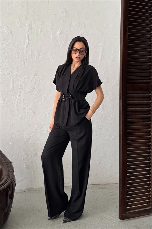 Wholesale Black Linen Two-Piece Suit