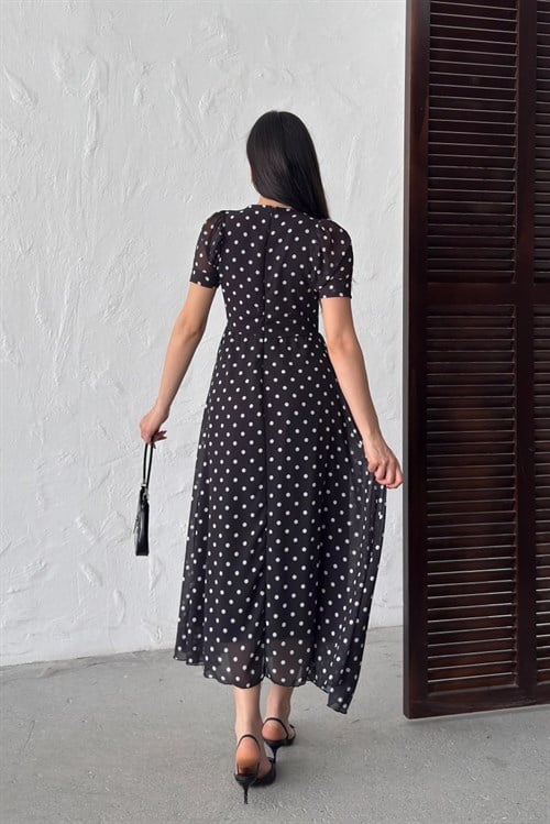 Wholesale Black Polka Dot Chiffon Dress