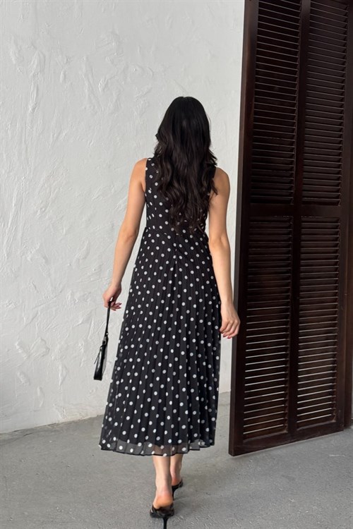 Wholesale Black Polka Dot Chiffon Dress