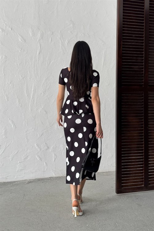 Wholesale Black Polka Dot Skirt Suit