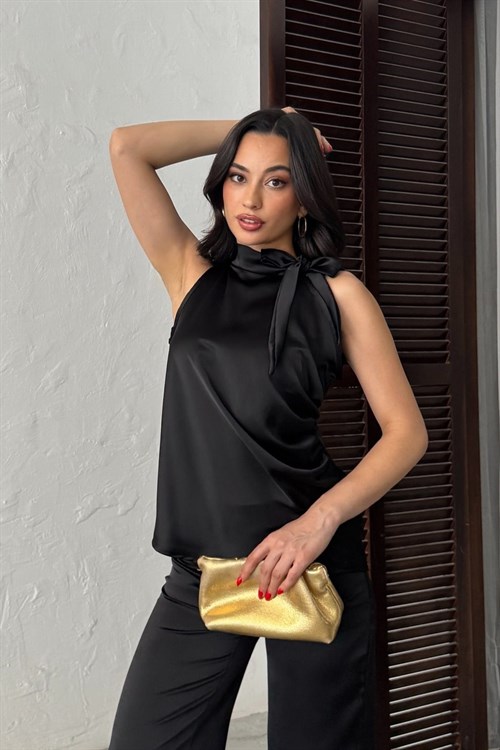Wholesale Black Satin Blouse
