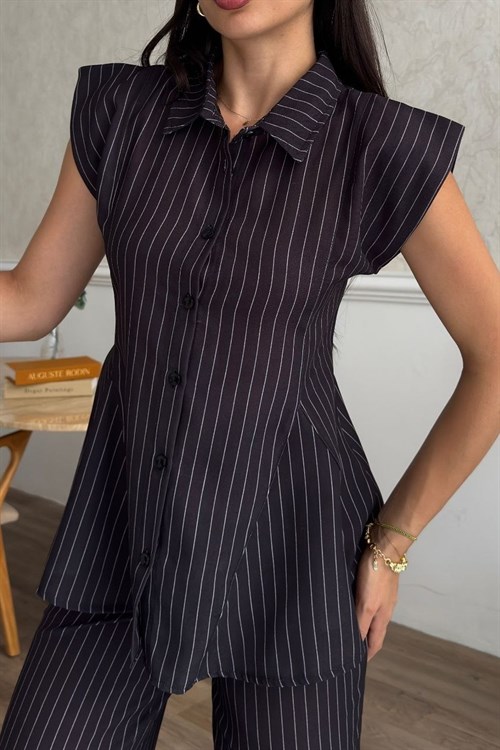 Wholesale Black Striped Two-Piece Set