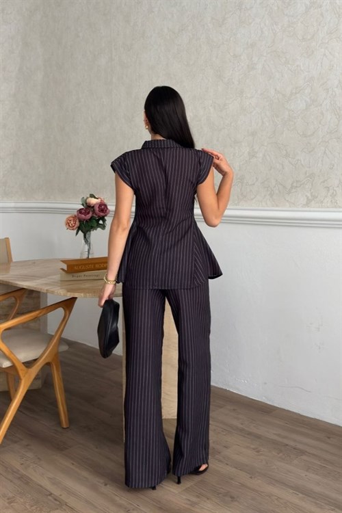 Wholesale Black Striped Two-Piece Set