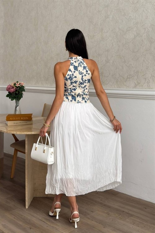 Wholesale Blue Corset Blouse and Maxi Skirt Set