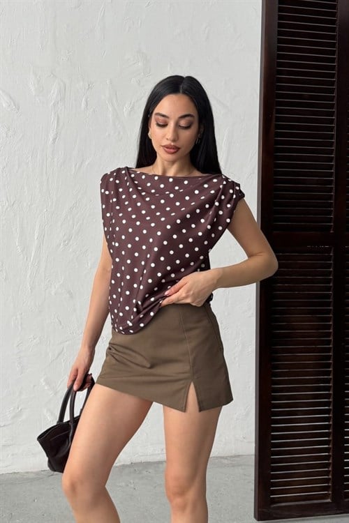 Wholesale Brown Polka Dot Blouse