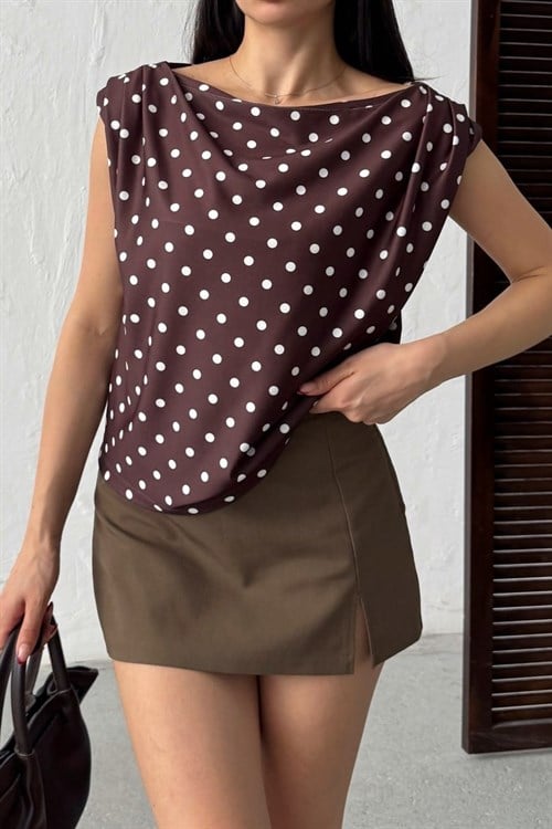 Wholesale Brown Polka Dot Blouse