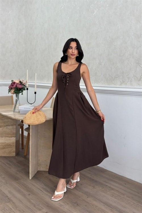 Wholesale Brown Strappy Maxi Dress