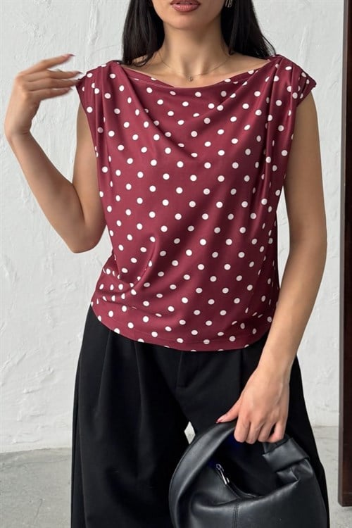 Wholesale Burgundy Polka Dot Blouse