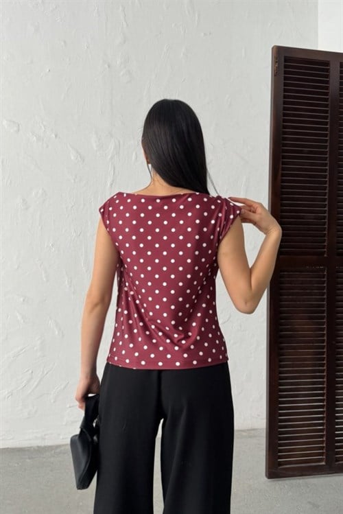 Wholesale Burgundy Polka Dot Blouse