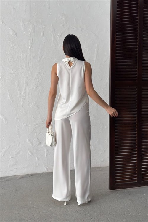 Wholesale Ecru Satin Two-Piece Set