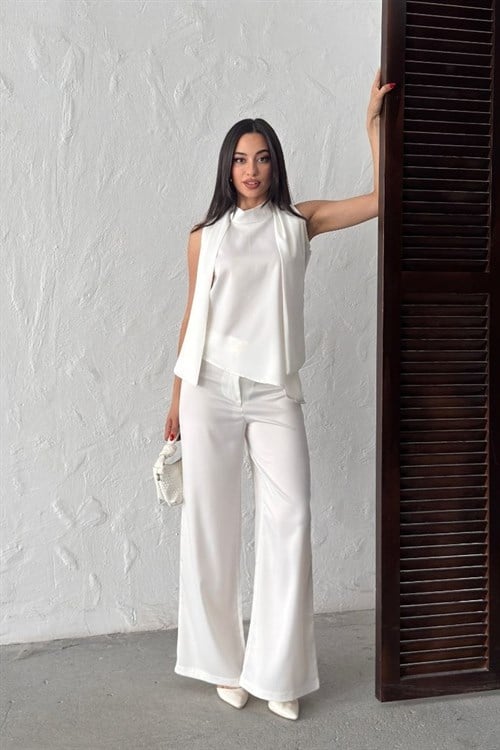 Wholesale Ecru Satin Two-Piece Set
