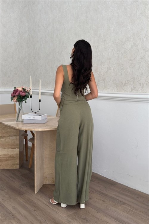 Wholesale Khaki Linen Two-Piece Set