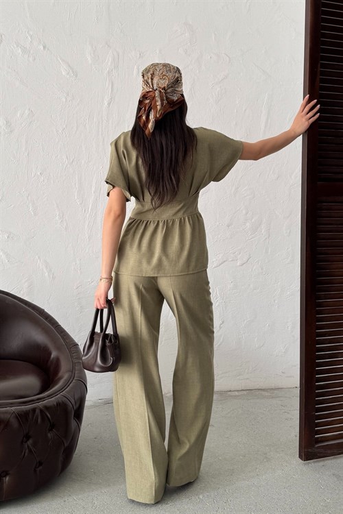 Wholesale Khaki Linen Two-Piece Suit