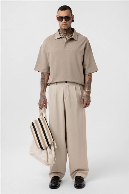 Wholesale Men Beige Oversize T-shirt