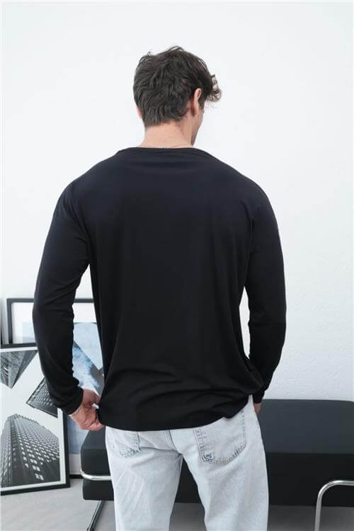 Wholesale Men Black Crew-Neck Sweatshirt