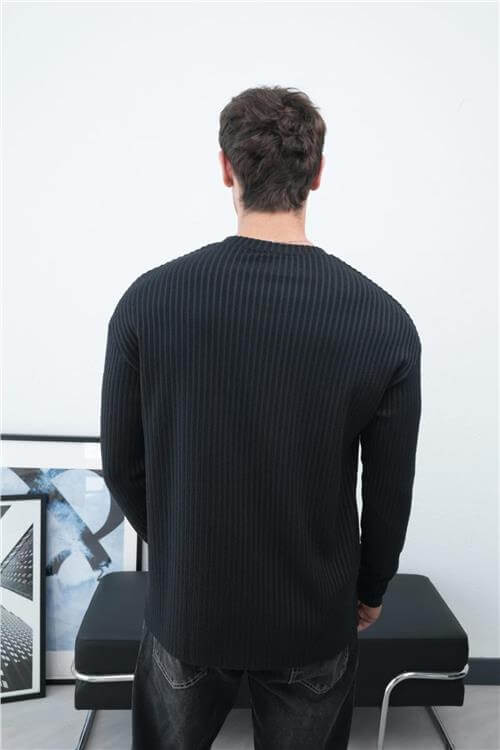 Wholesale Men Black Crew-Neck Sweatshirt